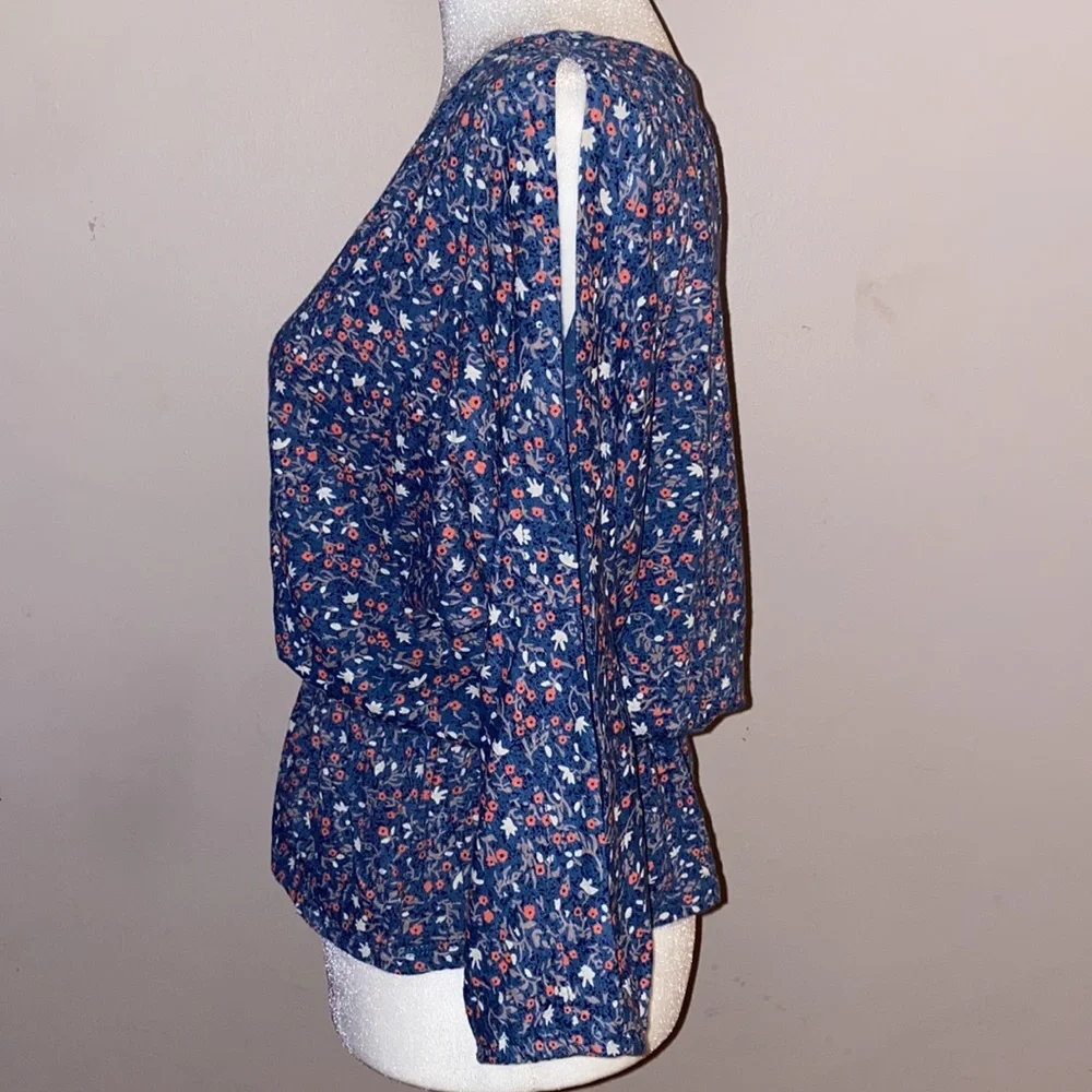 Lucky Brand Floral Peplum Waist Blouse - Picture 5 of 15